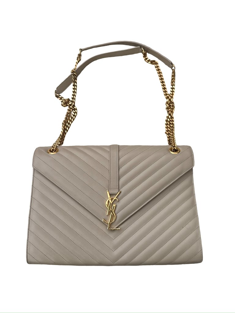 Saint Laurent Envelop Cream Leather Crossbody Bag